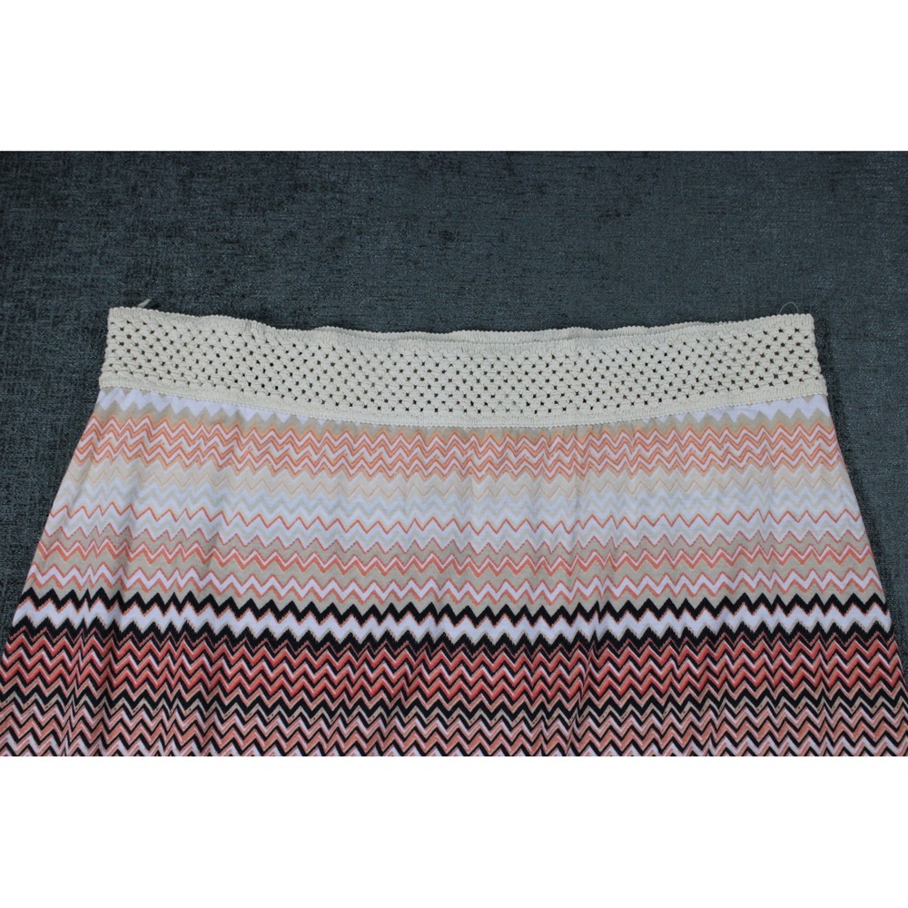 Boutique Plus Womens 3X Maxi Skirt Multicolor Chevron Zigzag Crochet Waist 0826
